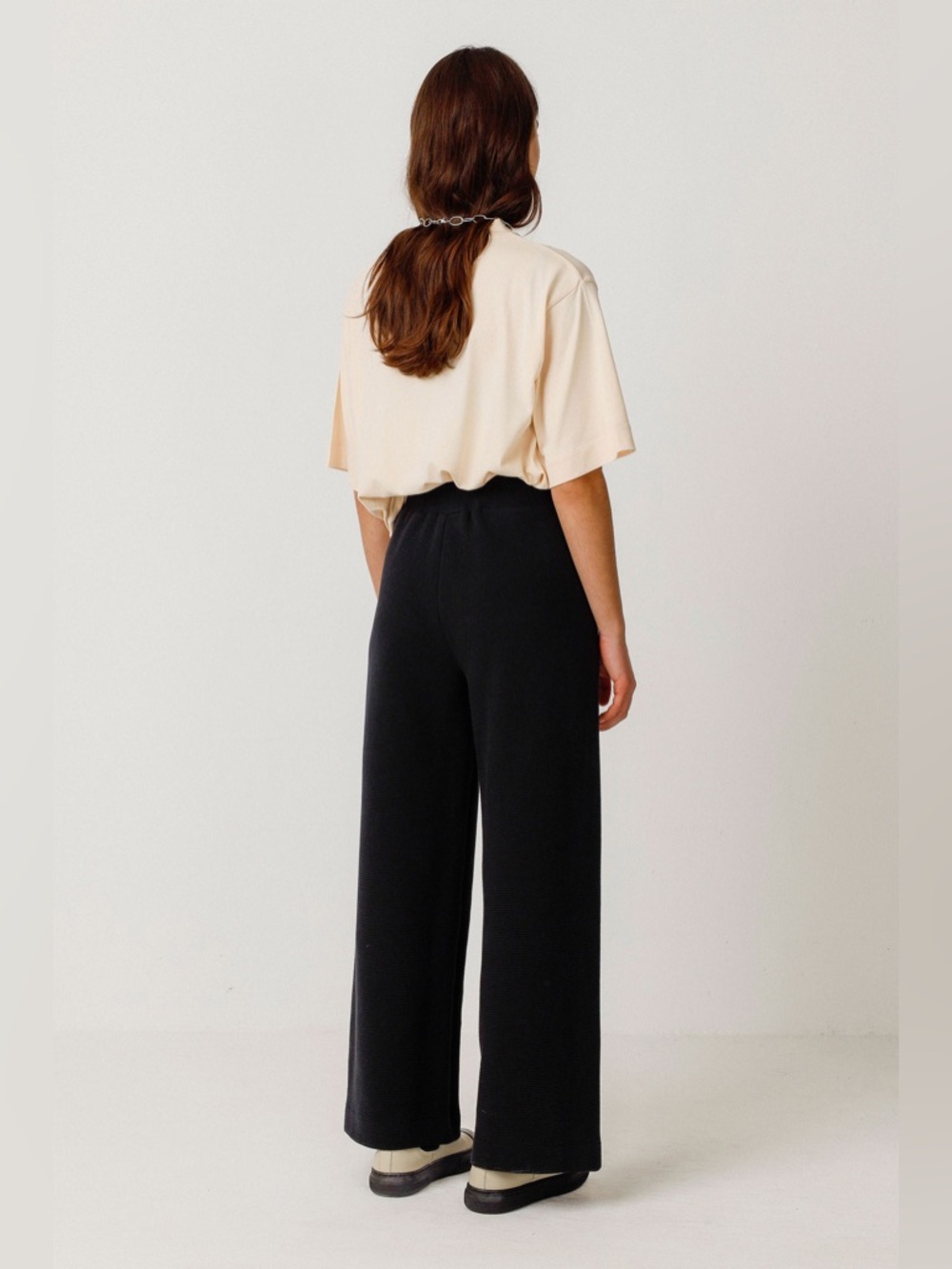 SKFK ASUA GOTS High-Rise Straight-Leg Pants in Black Organic Cotton size 6 - Picture 3 of 4